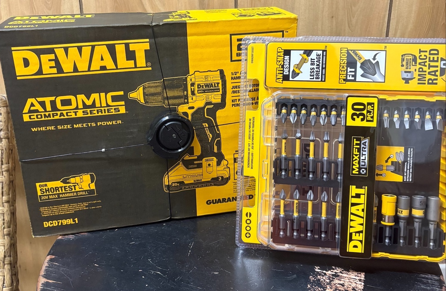 DeWALT ATOMIC 20-Volt Lithium-Ion Cordless 1/2 in. Compact Hammer Drill and MAXFIT ULTRA 1/4 in. Hex Steel Screw-driving Bit Set From Home Depot
